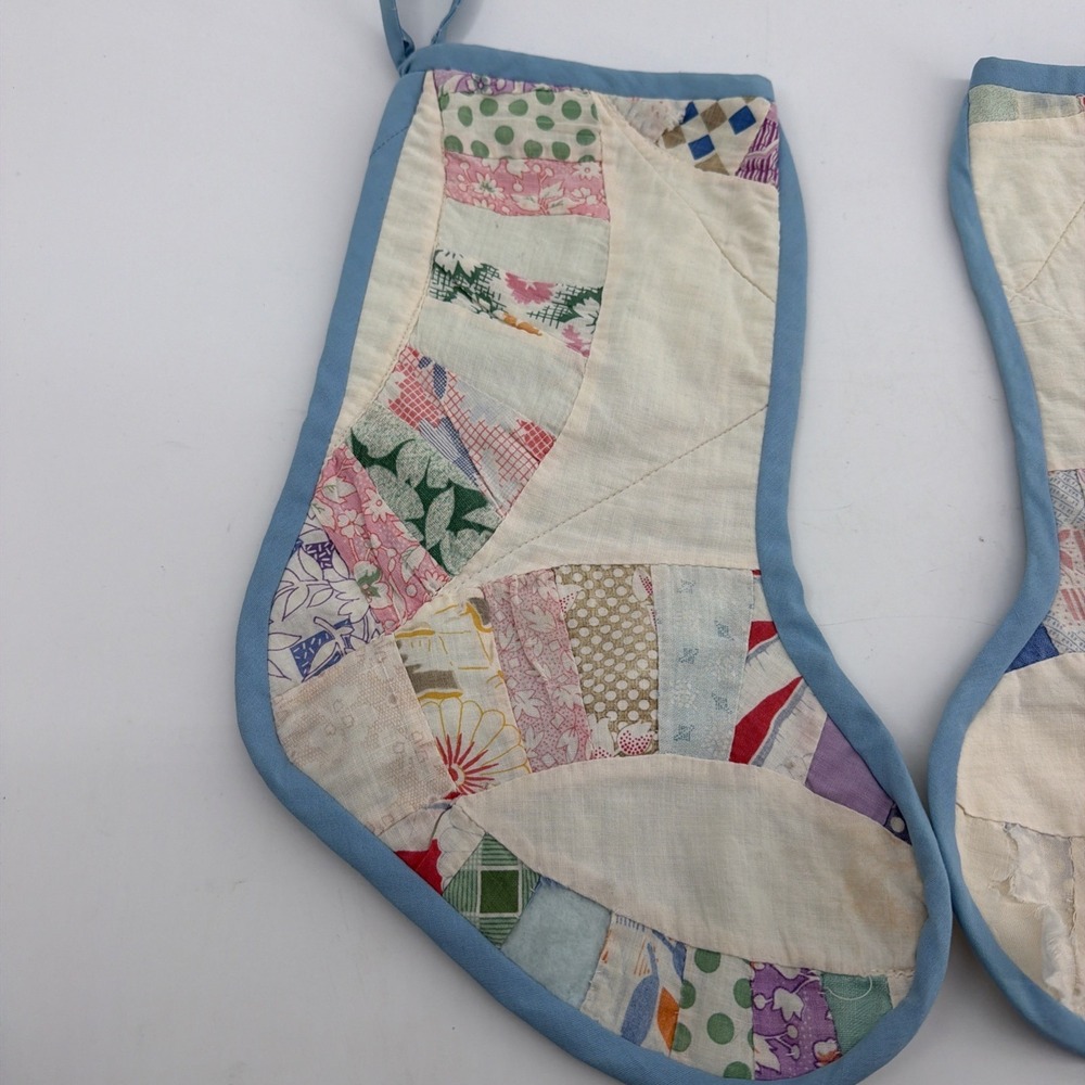 3 Handmade Christmas stocking Quilted Patchwork 13" Country Rustic Cottage Core - Picture 2 of 11